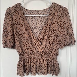 Floral Babydoll Blouse w Puff Sleeves